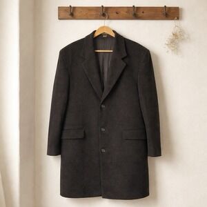 VTG Silver Cloud Cashmere Wool Blend Overcoat Mens 42R Charcoal Black Classic